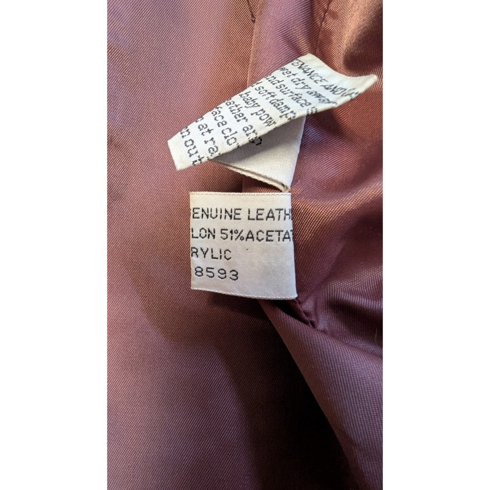 Members Only Black Leather Bomber Jacket with Brown Accents - Picture 7 of 11